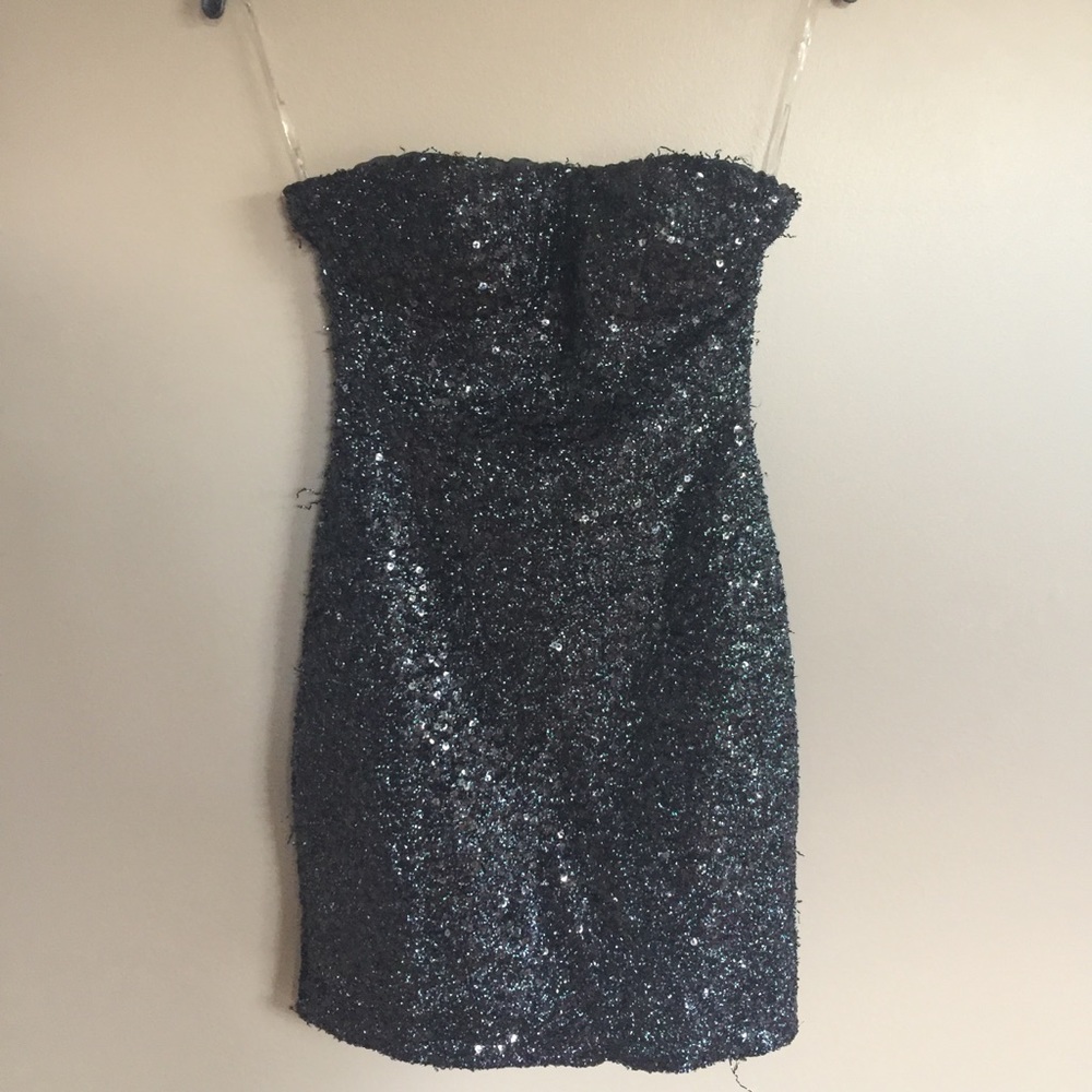Daisy black sequin& shimmer strapless dress